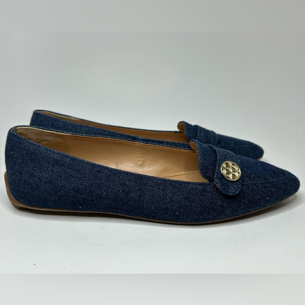 Talbots Pointy Toe Blue Denim Loafer Casual Ballet Size 6.5